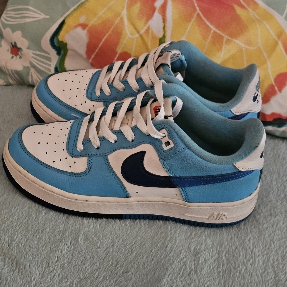 Nike Blue and White Air Force 1 Sneakers - Picture 4 of 11
